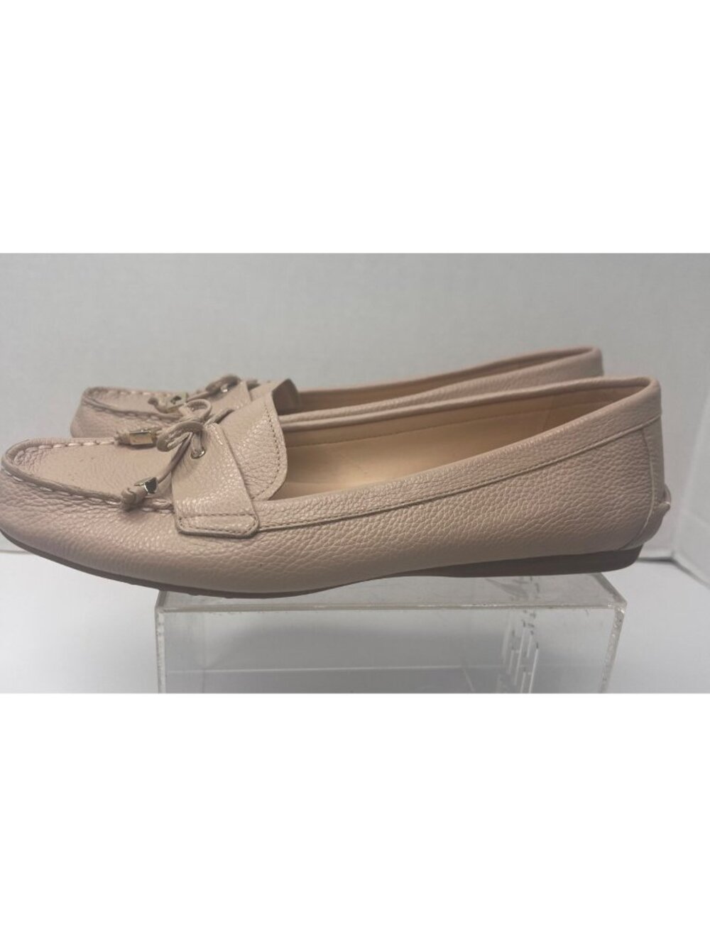 Kate Spade Cheshire Tie Pebbled Leather Loafer Moccasin Shoes Rose Size 8B Chic - Picture 2 of 9